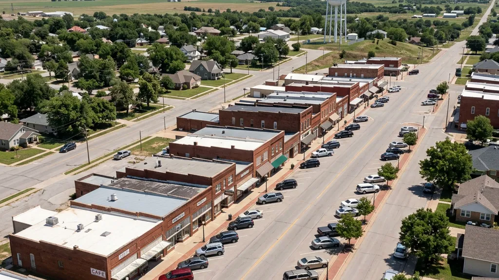 Aerial view of a completed roof replacement on a Tulsa home